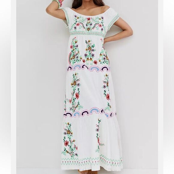 Anthropologie Dresses & Skirts - Anthropologie Embroidered Off-The-Shoulder Maxi Dress S